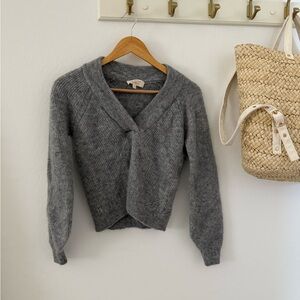 Sezane Gray Cardigan Sweater with Elegant Knit Design